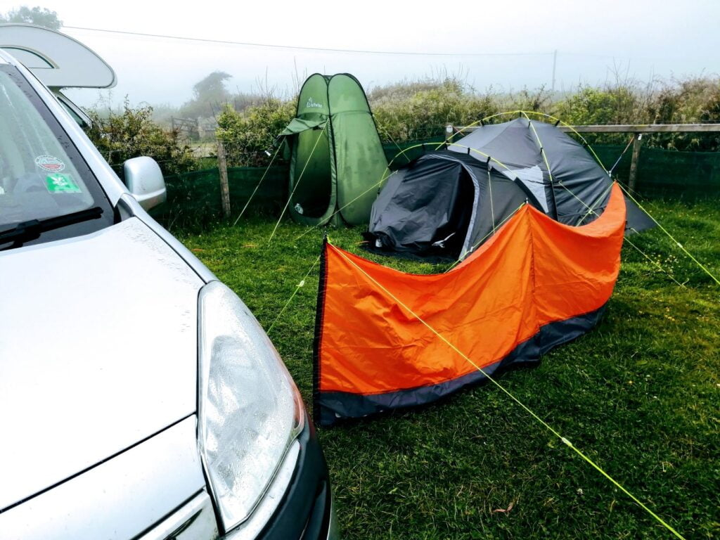 Tents at Druidston campsite in Pembrokeshire