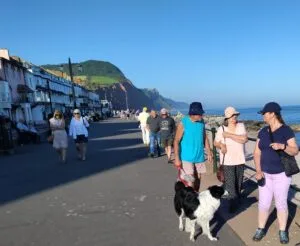 Dog-friendly sea front at Sidmouth, Devon, UK.