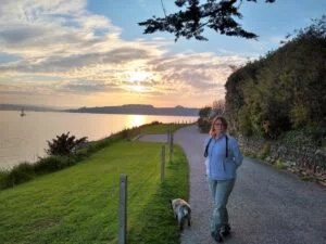 Sunset dog walk along the coastal path at St Mawes