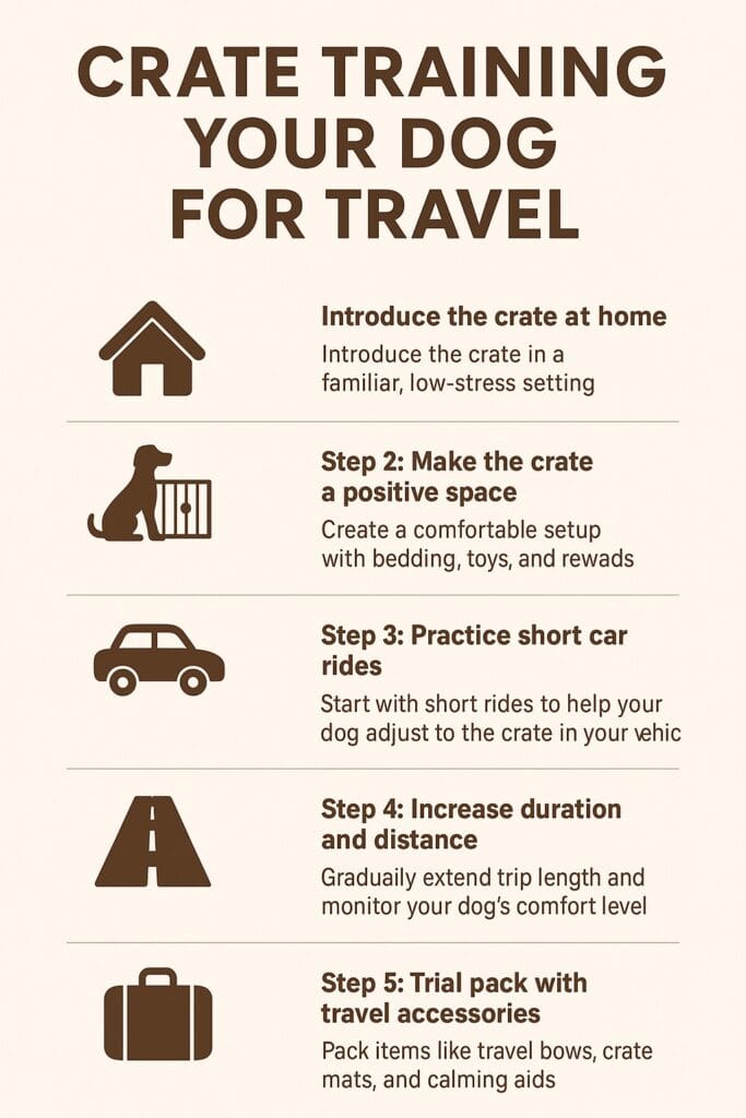How to Crate Train Your Dog For Travel Guide Graphic.