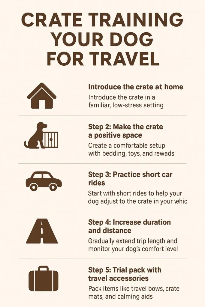 How to Crate Train Your Dog For Travel Guide Graphic.
