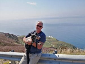 Dog-friendly Kintyre lighthouse, Scottish Highlands.