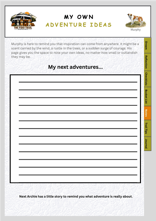 My Own Adventure Ideas notebook