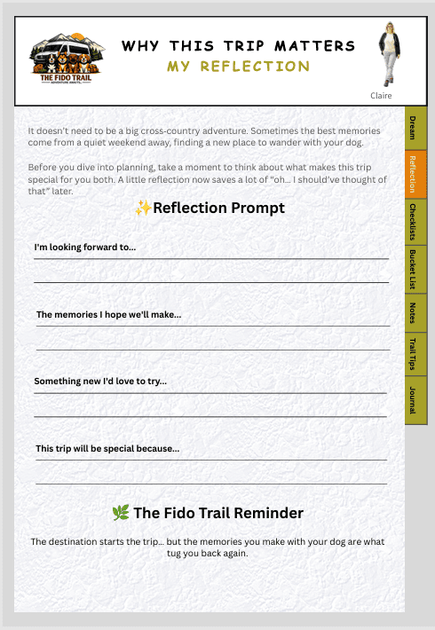 Dog freindly travel - reflections journal